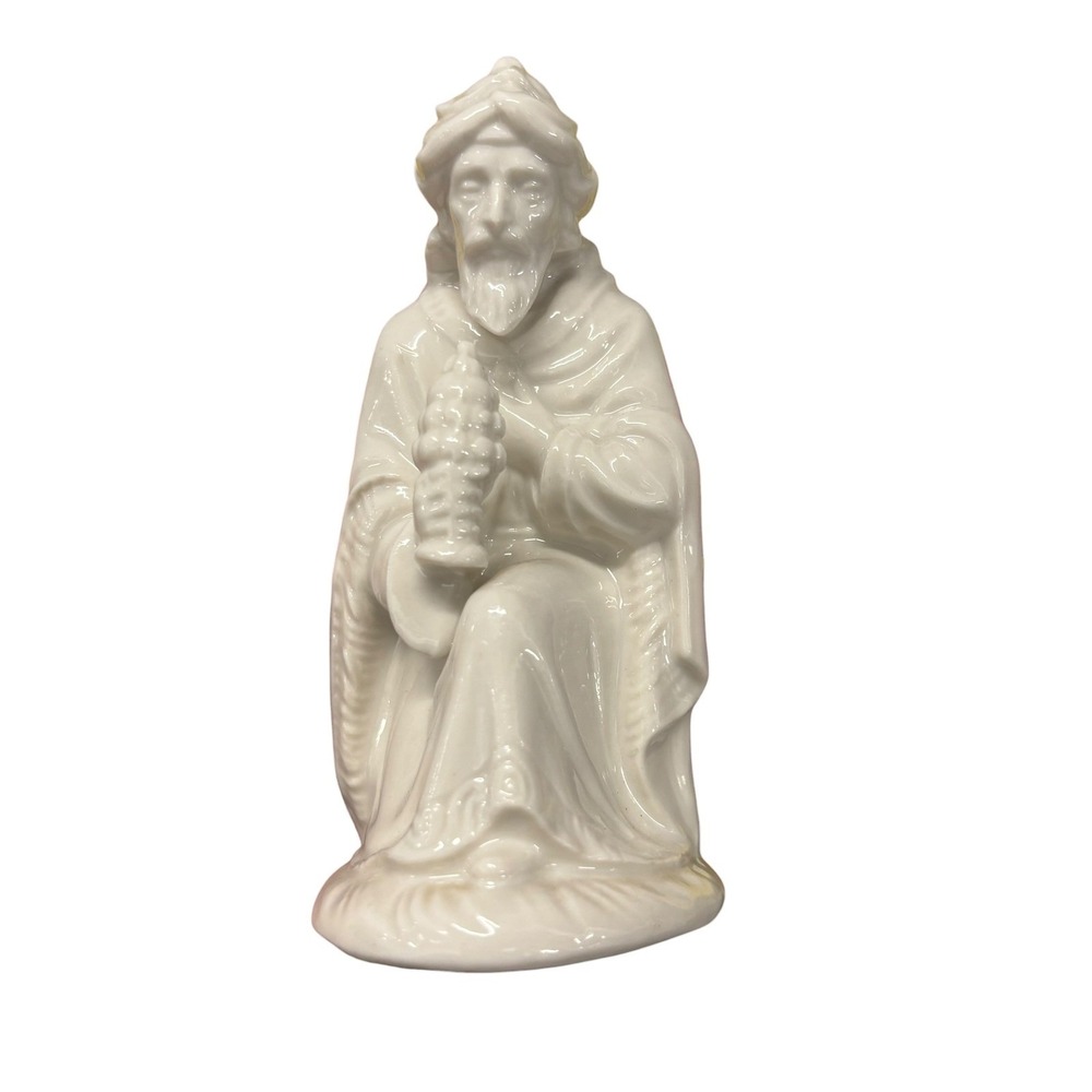 Dresden Original Germany White Porcelain Nativity Wise Man King Figurine 7" VTG